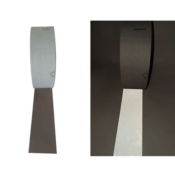 Faixa Refletiva Tecido Cinza Alerta Segurança Colete Liso - Image 4