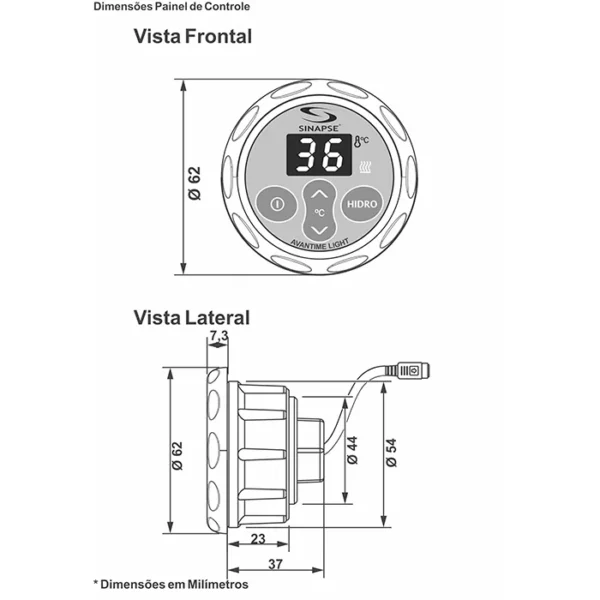 Painel Marcador Temperatura Aquecedor Sinapse Avantime Light