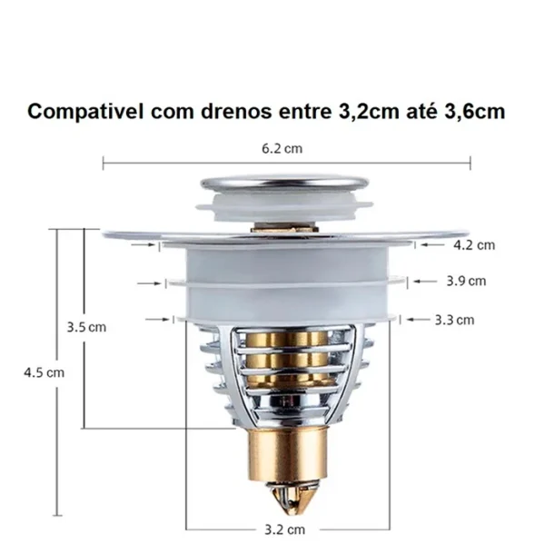 Tampa Plug Click P/ Dreno Ralo Fundo Pia E Banheira Hidro