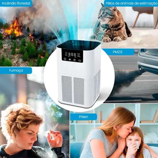 Purificador De Ar Elimina Fumaça Pelos Bacterias Mofo c/ Aromatizador