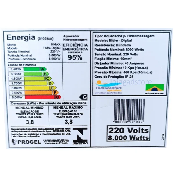 Aquecedor Banheira Hidromassagem Hidroconfort Spa 8000w / 9000w 220v