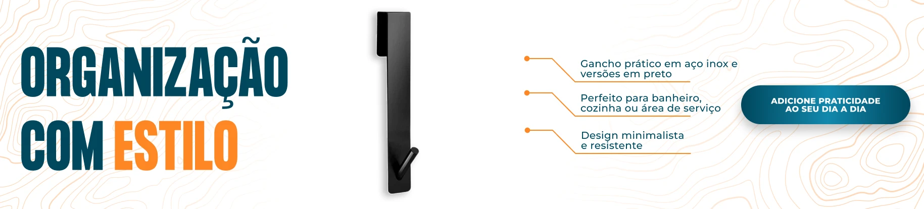 BANNER B CASA E DECORACAO Gancho Cabideiro Toalha Inox Preto