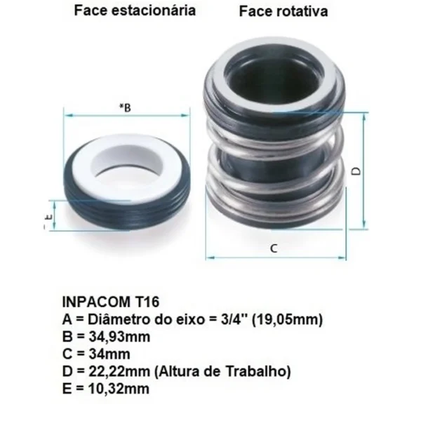 Kit Selo + Rotor 1/2cv + Flange Motobomba Piscina Hidrasul - Imagem 3