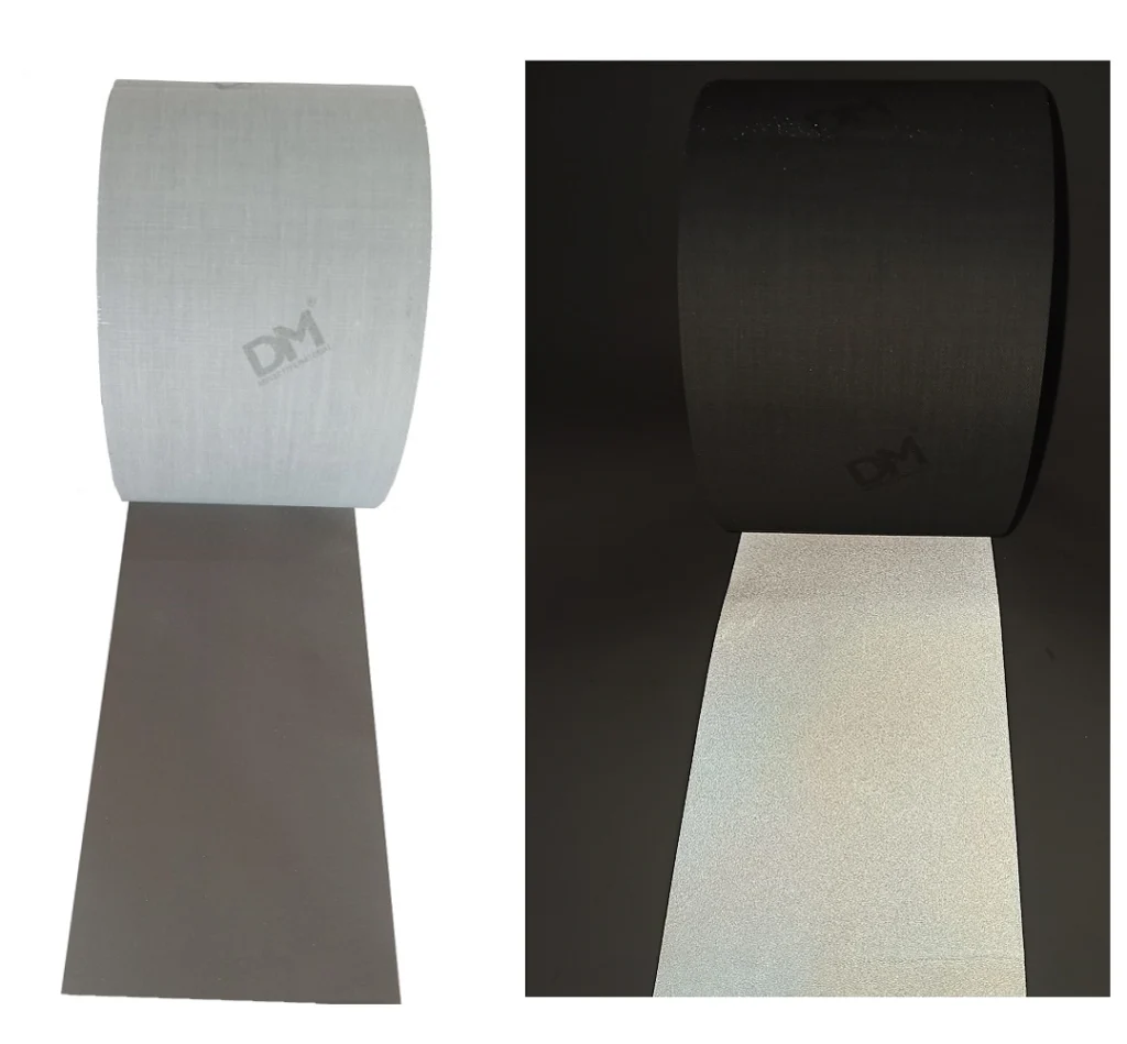 faixa tecido refletivo reflete luz colete seguranca cinza prata 10cm roupa costurar