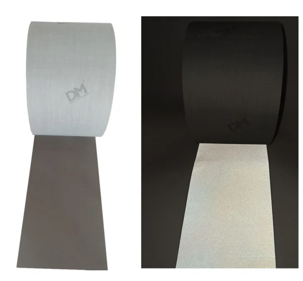 faixa tecido refletivo reflete luz colete seguranca cinza prata 10cm roupa costurar