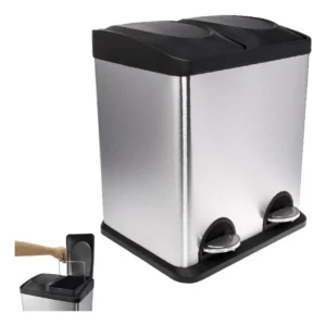 Lixeira Inox Pedal Dupla 30 Litros Coleta Seletiva Bionox Biovis